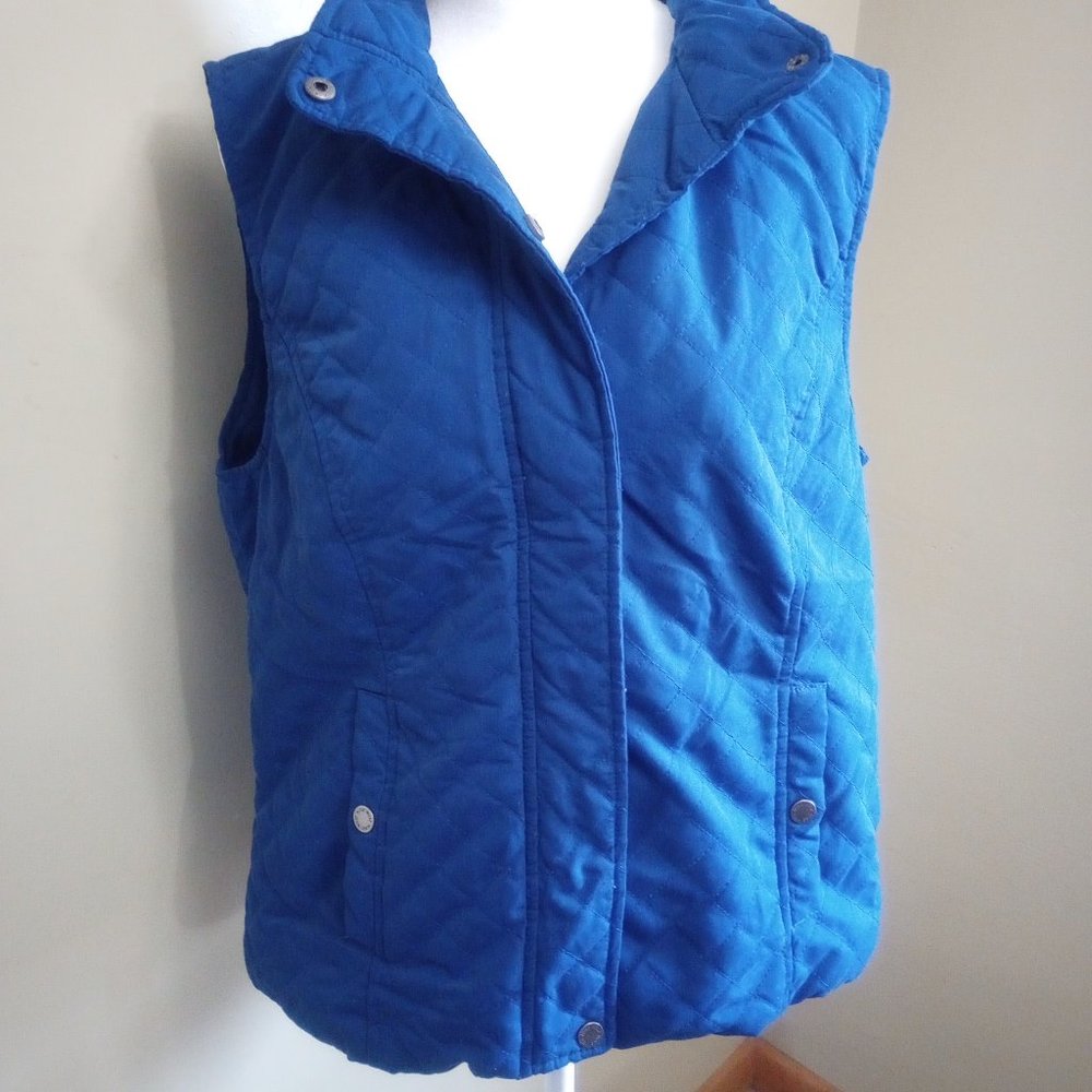 Nine West Women's Quilted Vest Snap Closure, Royal Blue, L